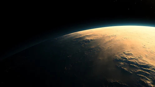 Golden sunrise curves over Earth’s horizon in silent space