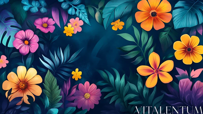 Vibrant Blooming Garden in Twilight Hues