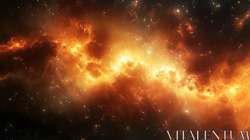 Stellar nebula band glows across deep black cosmic void