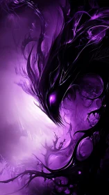 Violet void spirit swirling through cosmic shadowlight.