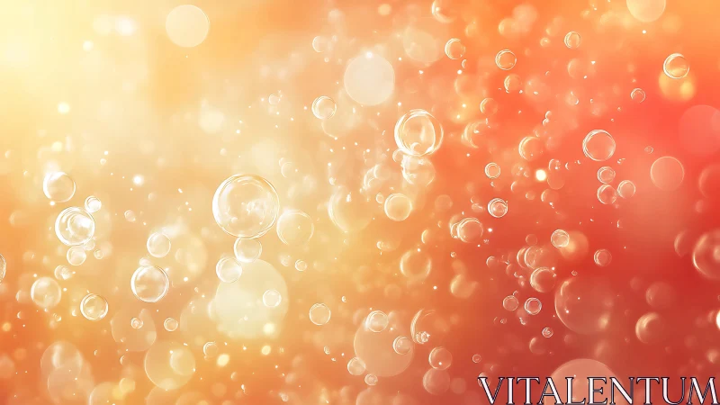 Translucent bubbles drift across warm orange bokeh field