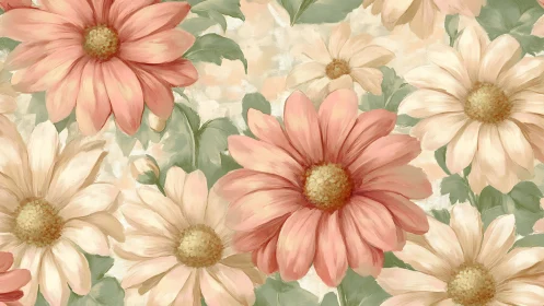 Pastel Petals Dance. Soft Pink and Cream Gerberas Bloom Together.