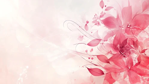 Pink Floral Composition with Luminous Particles