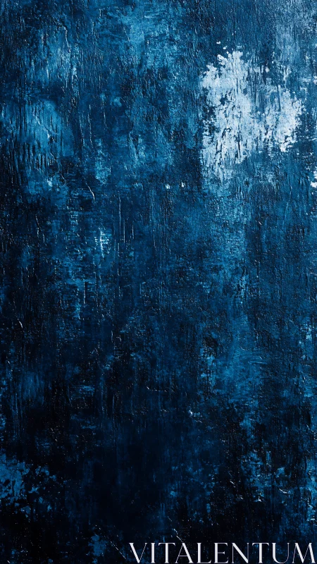 Stratified cobalt pigment field with eroded impasto turbulence.