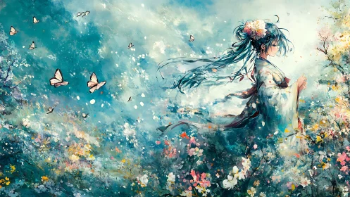 Butterfly garden wanderer drifting through painted spring.