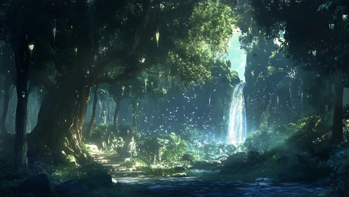 Enchanted Forest Waterfall Escape.