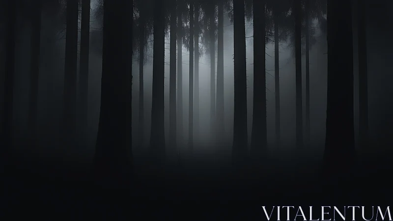 Dense Forest Silhouettes in Fog