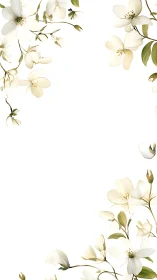 Delicate White Blossoms Frame a Serene Garden Moment.