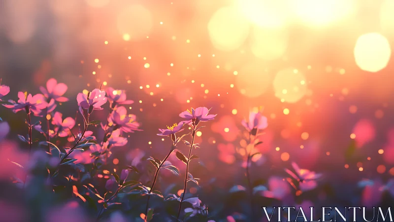 Twilight Blooms Dance Through Golden Bokeh Brilliance