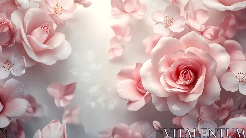 Pink Roses and Cherry Blossoms Arrangement