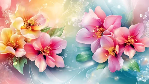 Chromatic floral cluster in high-saturation digital bloomfield.