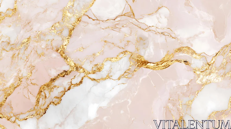 Blush pink marble slab with metallic gold veining network