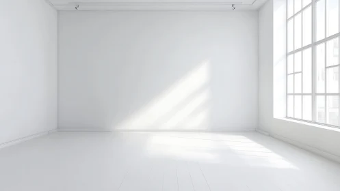 Bright empty gallery room welcomes natural daylight softly