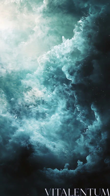 Vertical digital nebula formation shows turbulent gas clouds