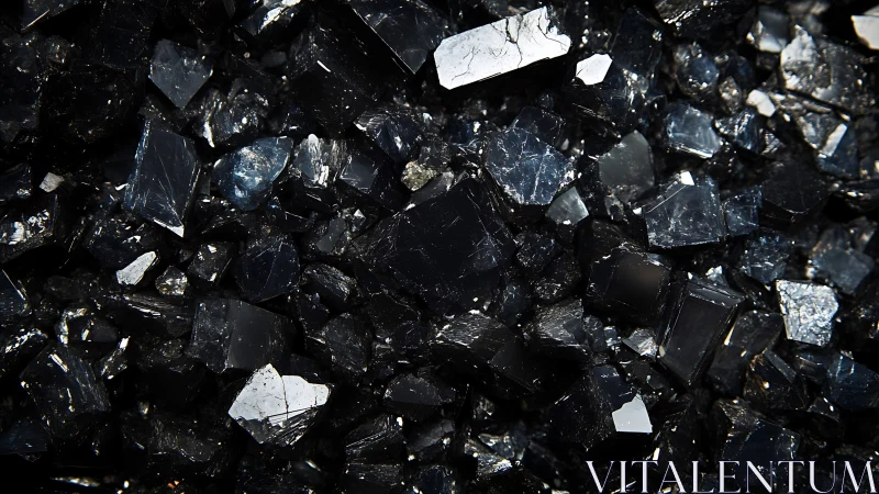 Nocturne of shattered obsidian crystals in midnight gleam.