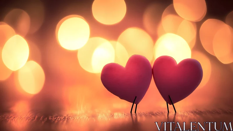 Two Red Hearts with Stick Legs: Romantic 3D Character Animation.