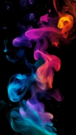Chromatic smoke plumes swirl through deep black void.