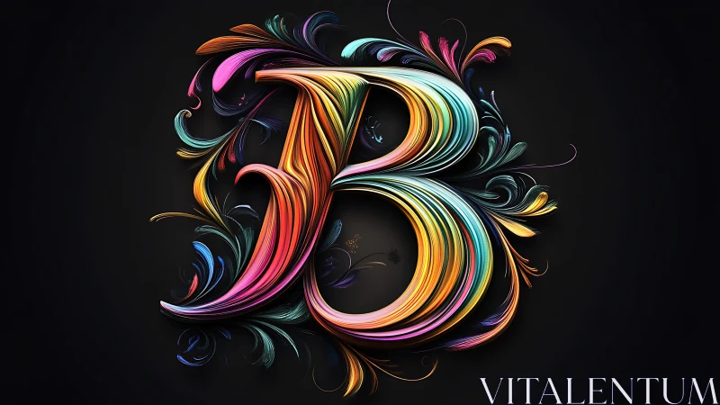 Letter B formed from colorful flowing digital strokes.