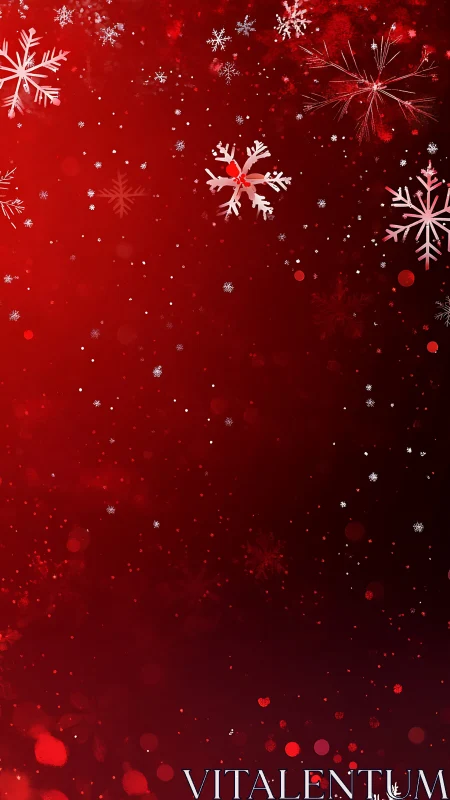 Crimson gradient field with vectorial snowflake dispersion.
