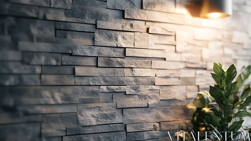 Soft stone wall glow with greenery and evening calm.