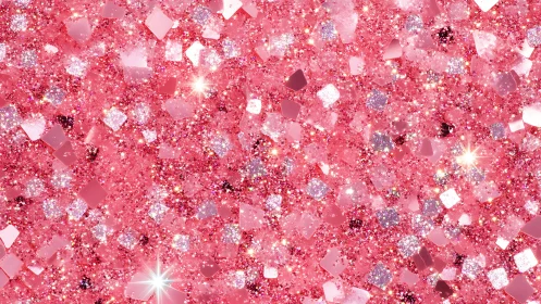 Pink glitter mosaic sparkles with dazzling light reflections.