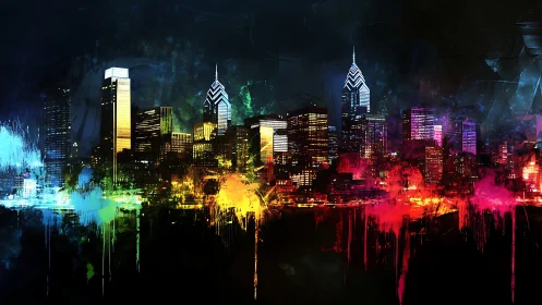 Neon skyline drips like wet paint across the midnight hush