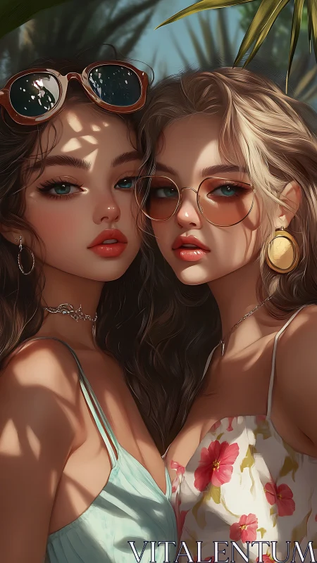 Sunlit summer muses in palm-shadowed tropical glow.