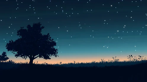 Quiet hilltop listens while newborn stars stitch the dusk