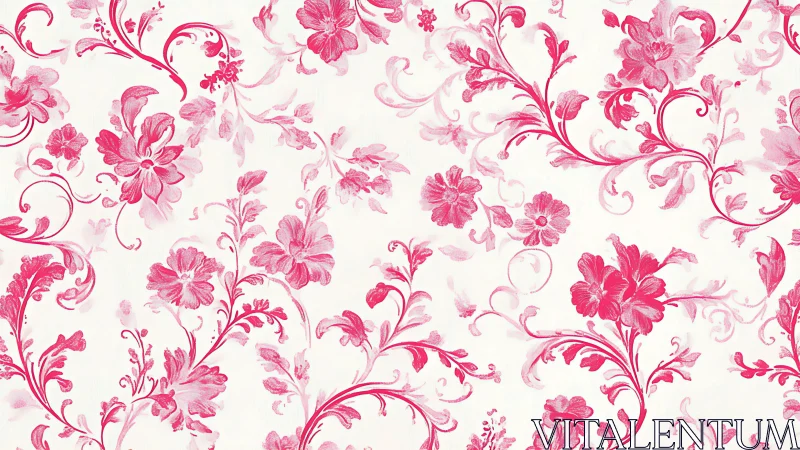 Monochrome floral motif repeats across white background