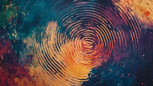 Radiant Colorful Ripples Swirling Through Textured Paint.