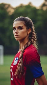 Focused young soccer player ready to own the field.