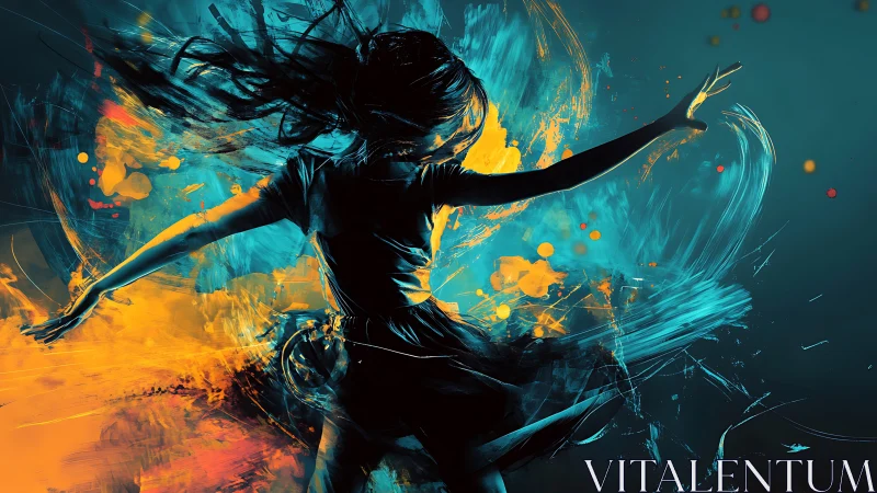 Kinetic silhouette in dual-color motion field abstraction.