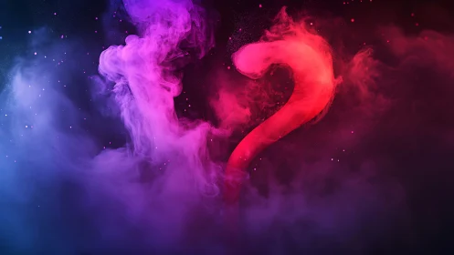 Colorful question mark rises from dreamy swirling smoke