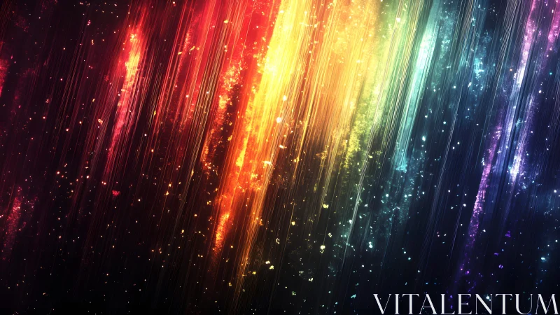 Vibrant abstract light streaks in rainbow colors digital art.