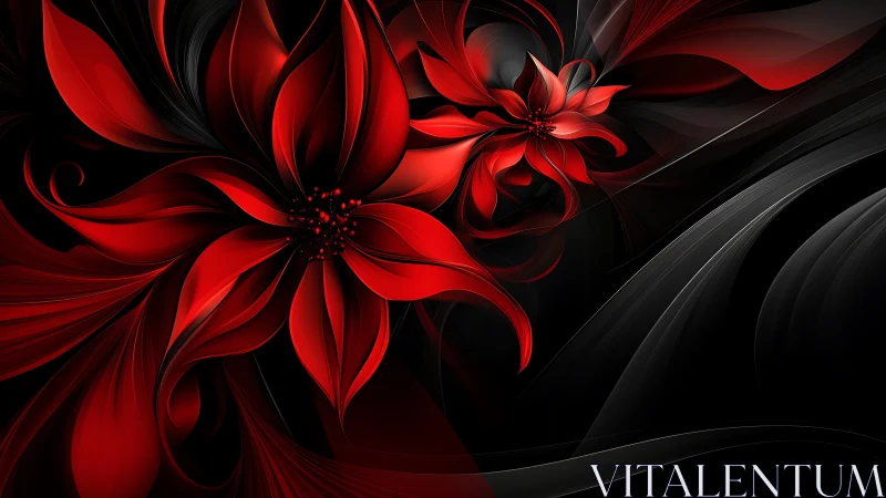 Crimson petals curl and glow gently against dark whispers