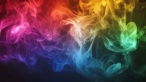 Chromatic vapor plumes in layered digital gradient field.
