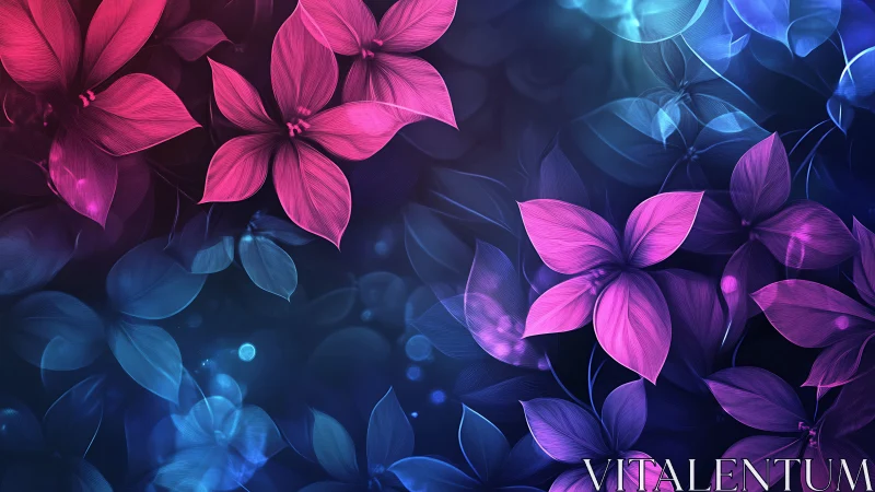 Digital Neon Florals: Stylized Blossoms with Chromatic Light Rendering