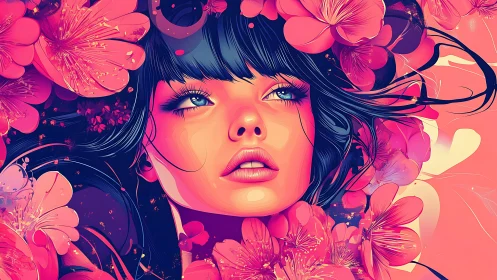 Dreamy blossom muse in radiant neon-pink petals.