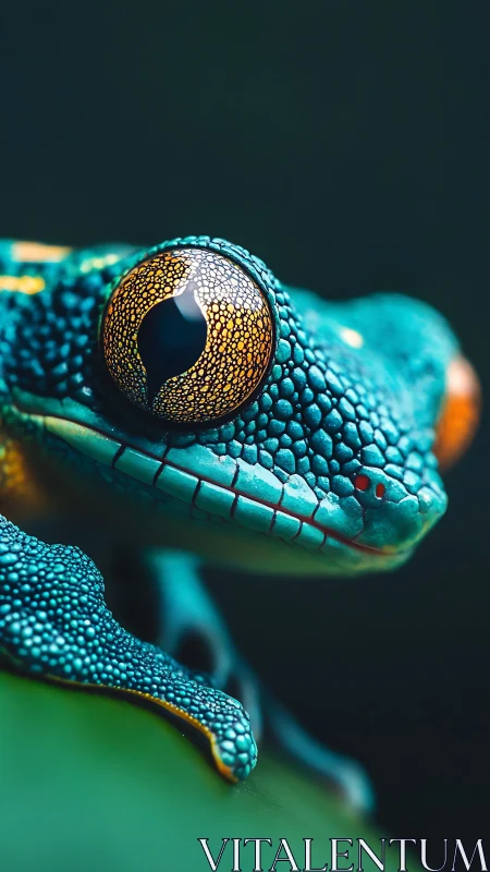 Gem-eyed jungle sentinel with turquoise stargazer stare.