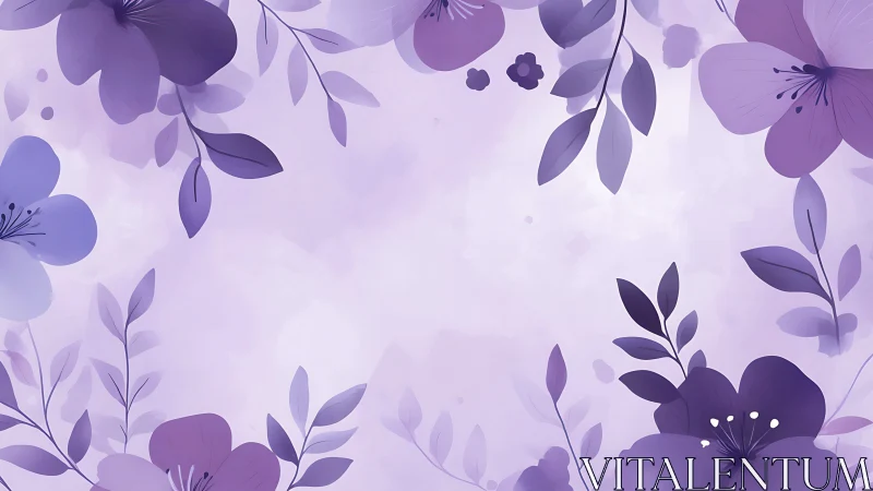 Purple Floral Composition with Layered Botanical Elements.