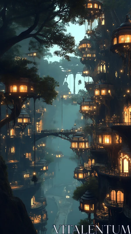 Vertical forest settlement integrates suspended river dwellings