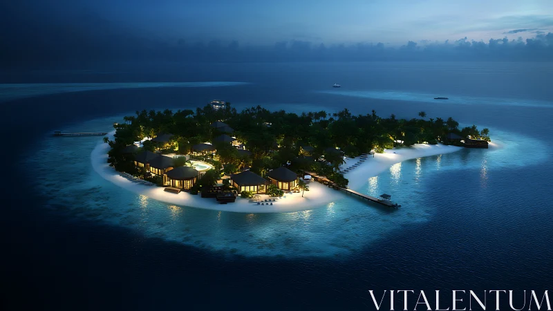 Tropical Island Resort: Illuminated Palm Paradise.