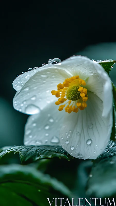 Anemone Flower with Spherical Water Droplet Morphology