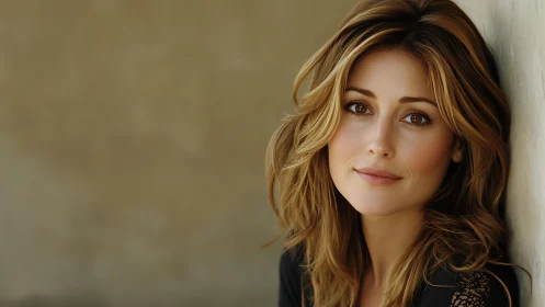 Soft-lit portrait of a woman against neutral blurred backdrop