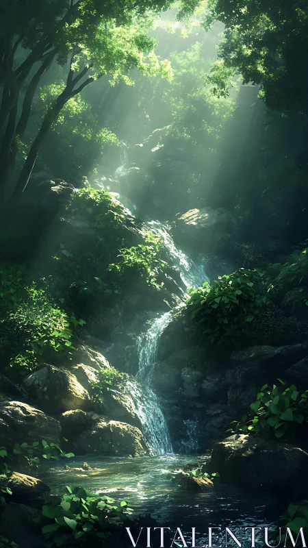 Luminous Stream Through Emerald Cathedral.