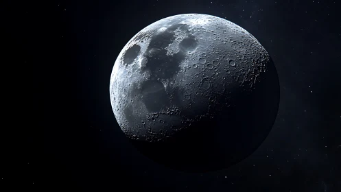 Lunar near-side rendered with high-relief crater topography