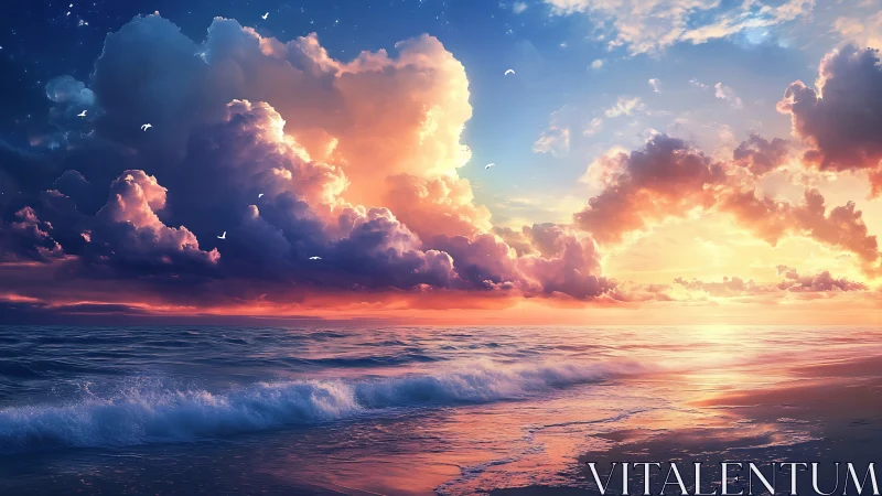 Cloud kingdoms drift while the neon tide hums below