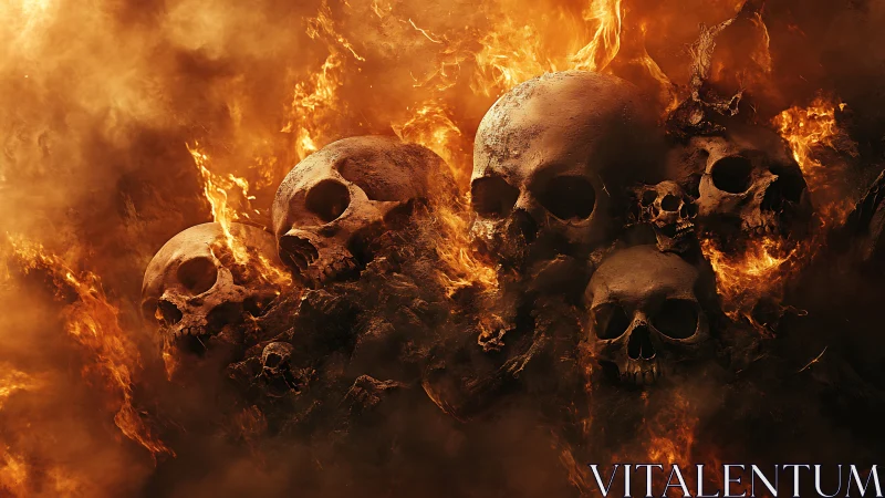 Infernal skull chorus rising through a furnace of burning dusk.