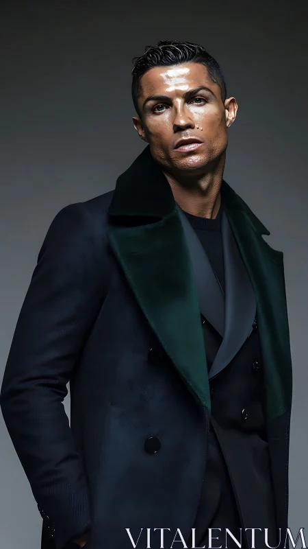 Midnight tailored mystique with sharply lit portrait power.