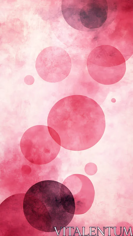 Soft red watercolor circles overlap on textured background